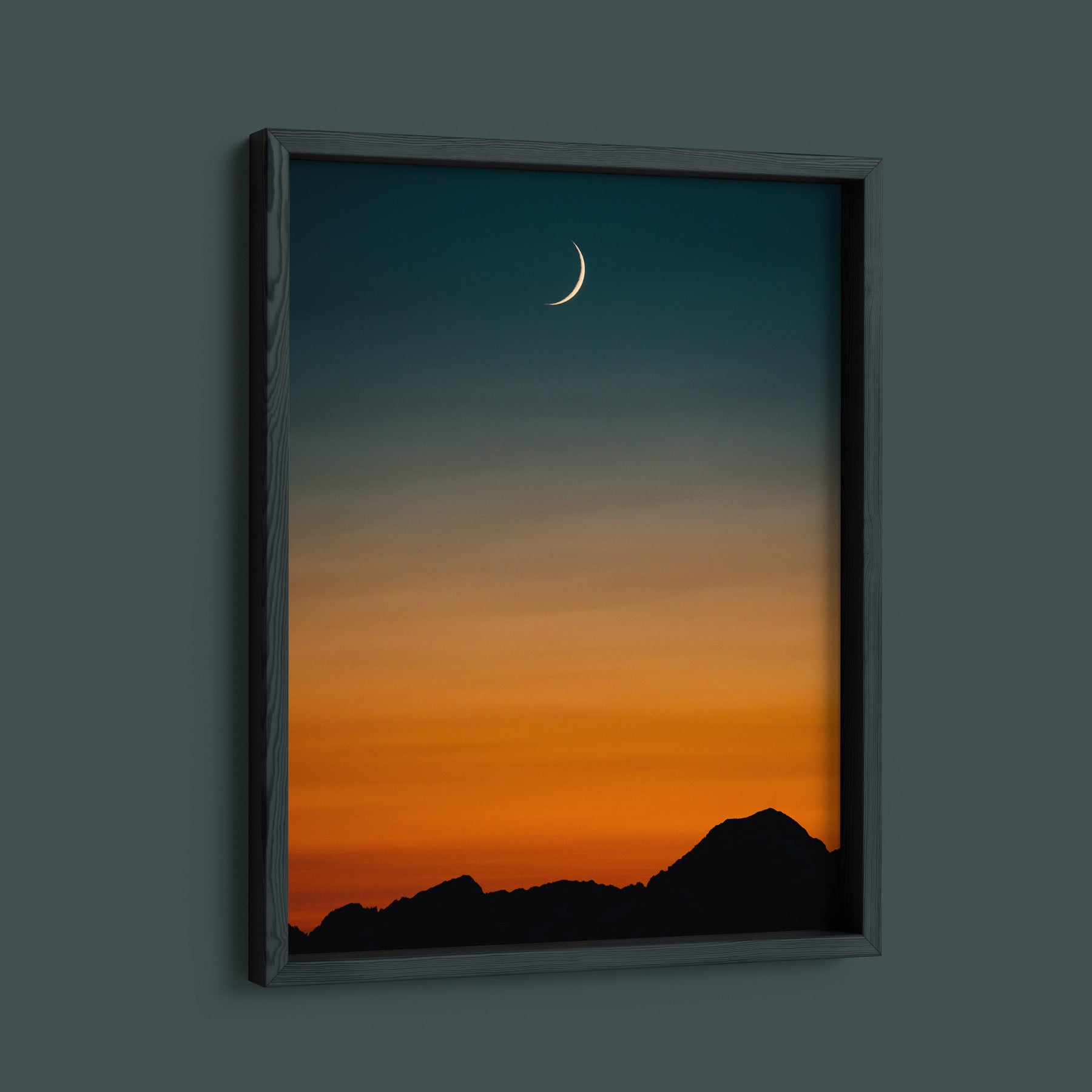 Crescent Moon, Mountain Sunset